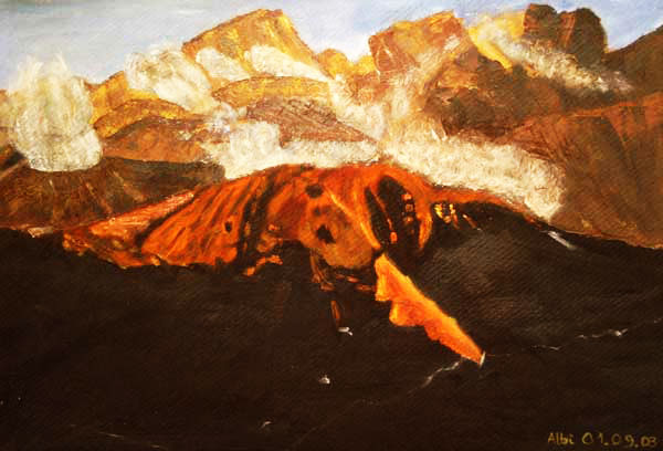 Öl Malerei - Vulkan
