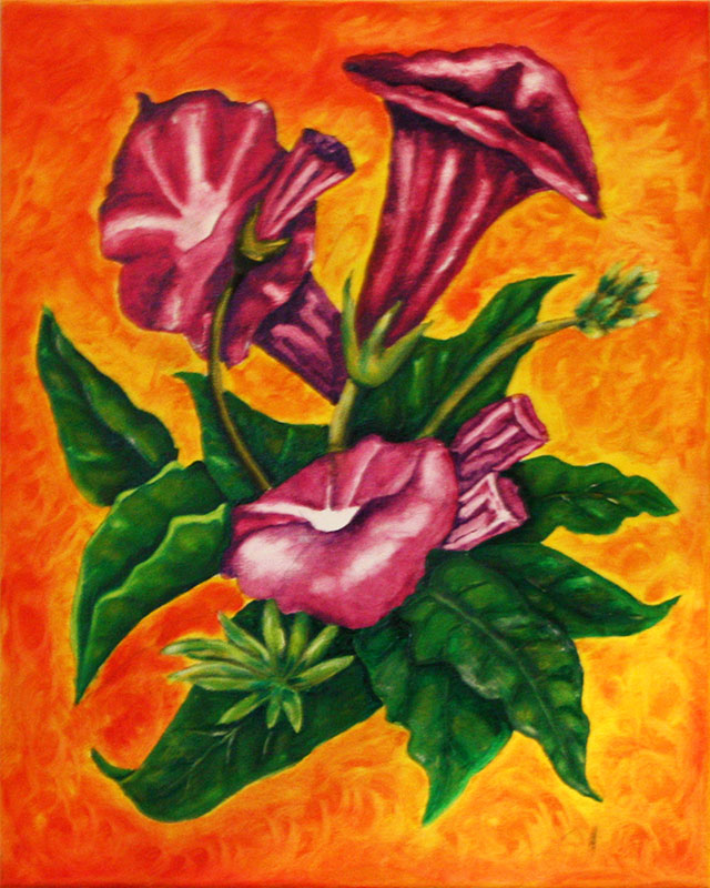 Öl Malerei - Trompettenblumen