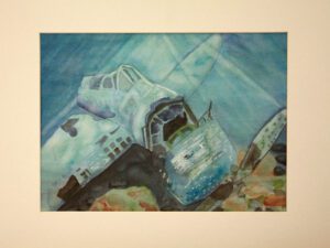 Aquarell Flugzeugabsturz
