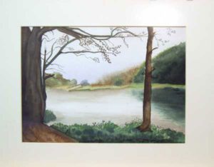 Aquarell - See Bäume