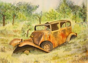 Aquarell _ In der Landschaft vergessen