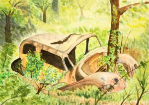 Aquarell _ In der Landschaft vergessen