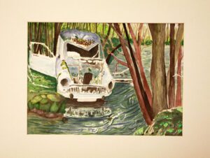 Aquarell _ In der Landschaft vergessen