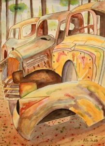 Aquarell - Rostige LKW